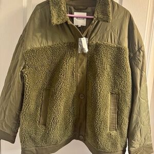 Madewell Sherpa Quilted Jacket – Olive Green – Women’s XL – NWT